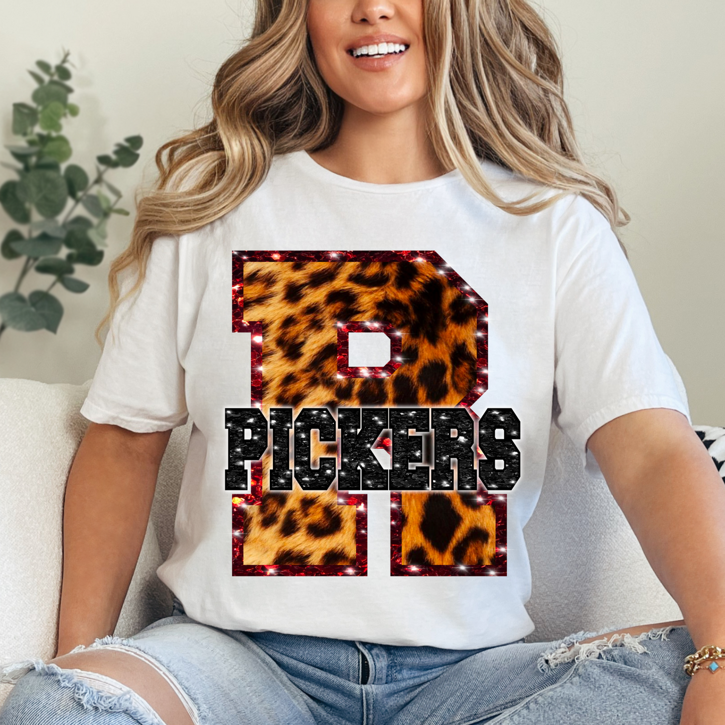 Pickers Leopard Print Letter Shirt